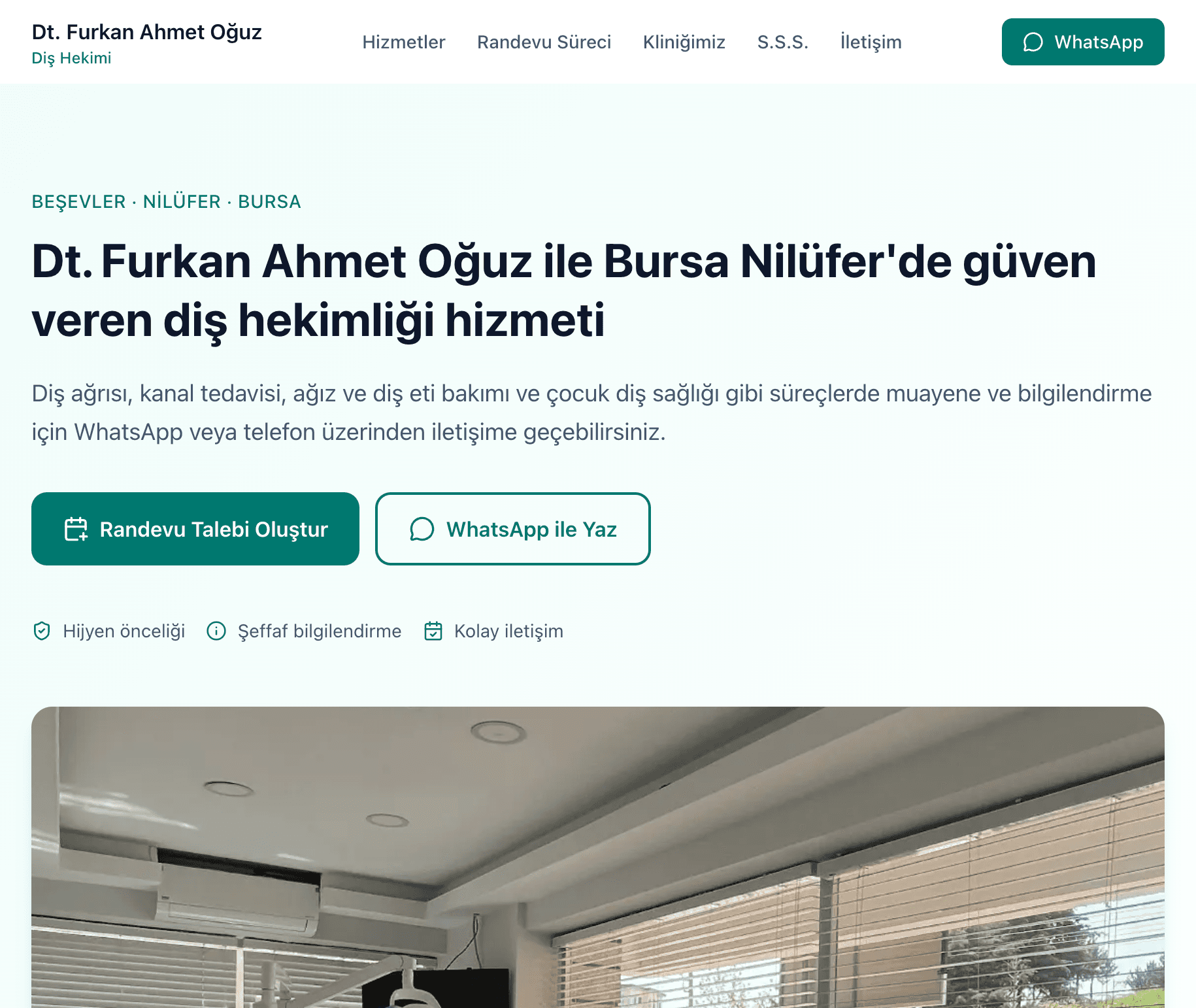 Dt. Furkan Ahmet Oğuz sistem görünümü