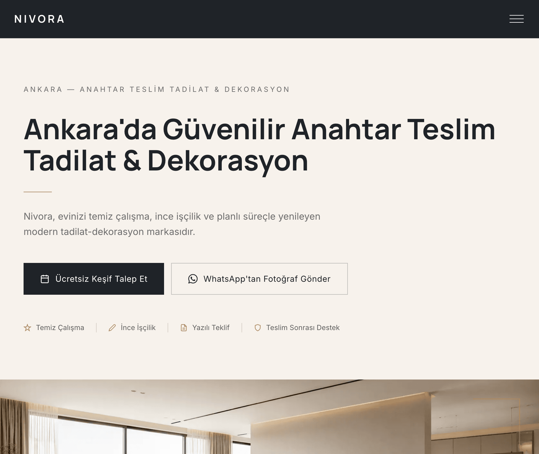 Nivora Dekorasyon — Ankara sistem görünümü
